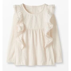 Hanna Anderson Ruffle Pop Over Top in Ecru Size 12